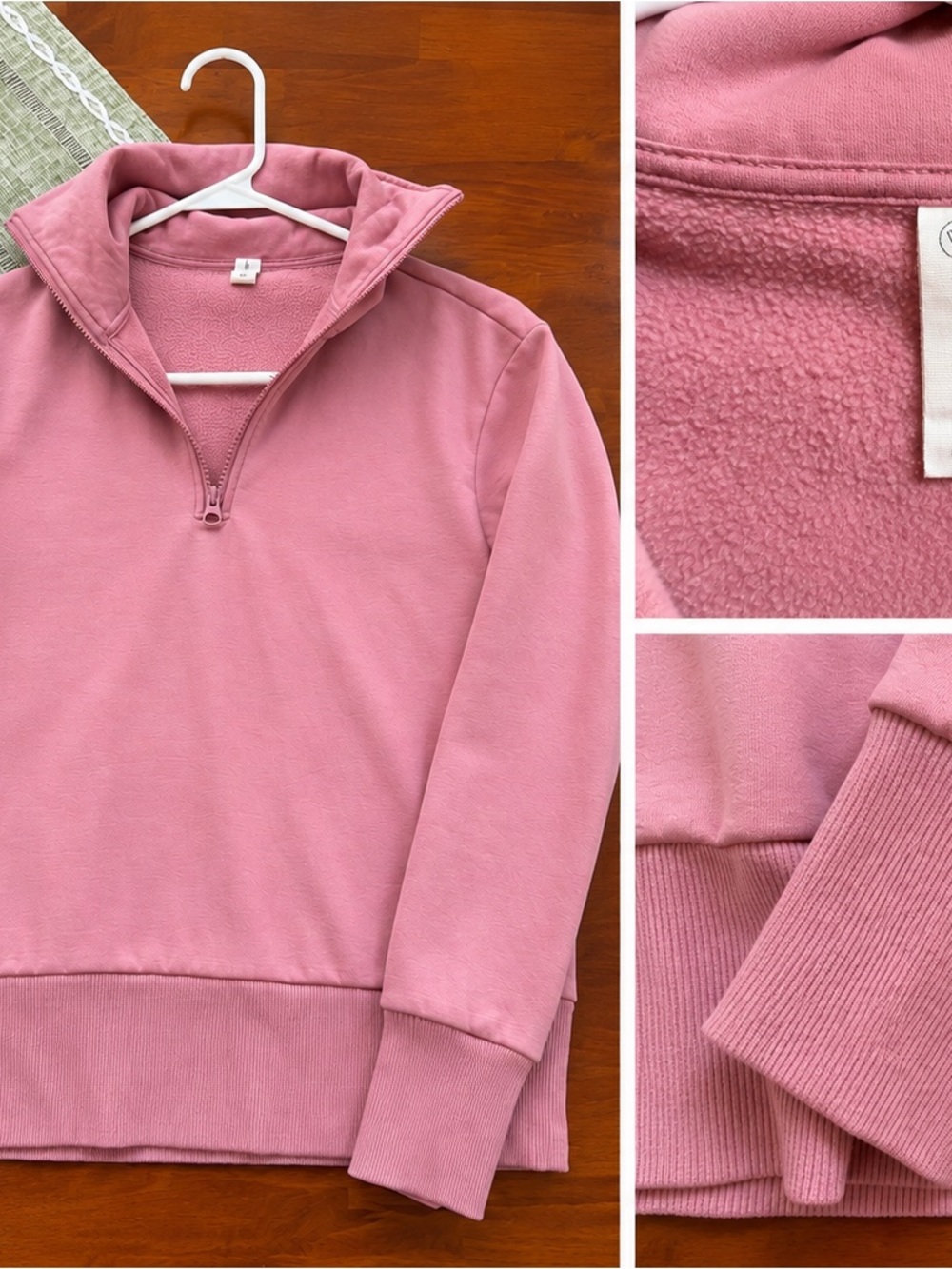 Women's Pink Half-Zip Pullover Turtleneck Sweatshirt